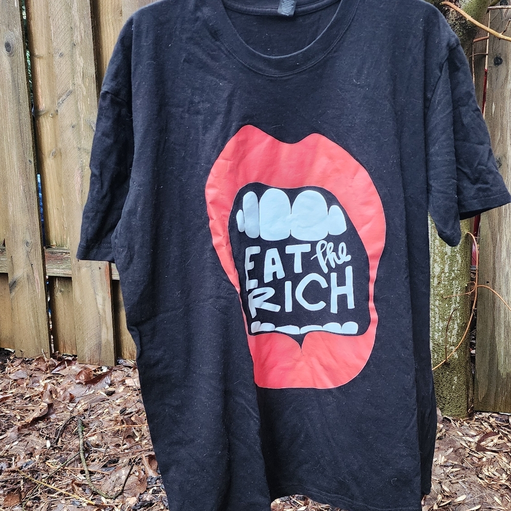 *NWOT* Mens XL Black Tshirt Eat The Rich - Picture 5 of 5